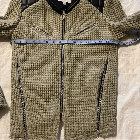 IRO Taupe Ceylona Knit Jacket with Leather Trim Blazer - Picture 8 of 11